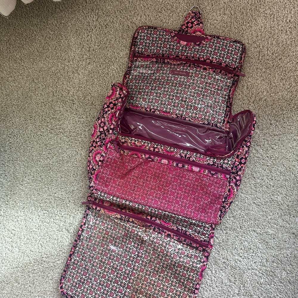 Vera Bradley Pink and Black Floral Cosmetic Case